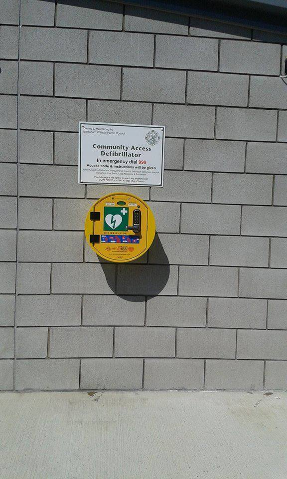 Photo of defibrillator cabinet